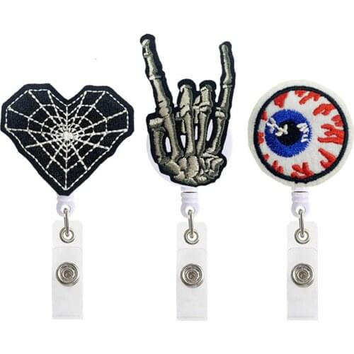 Fashion Creative Badge Clip Halloween Skeleton Devil Pumpkin Retractable Nurse Badge Reel Clip Badge Holder ID Card Holder