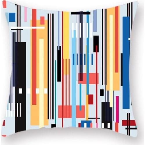 Fashion Simple Double-sided Polyester Decorative Cushion Cover Rainbow Color Stripe Pattern Home Soft Sleep Pillowcase