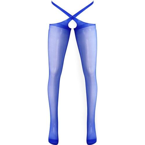 Mens Crotchless Lace Stocking Sexy See Through Gay Leggings Sissy Ultra-Thin Pantyhose Crossdresser Porno Open Crotch Stockings