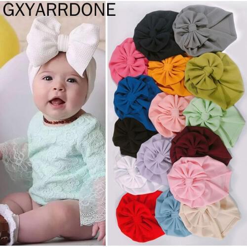 Soft Corn Baby Bowknot Turban Hat Toddler Kids Cotton Hair Accessories Stretch Headwraps Infant Indian Knotted Cute Beanie Caps