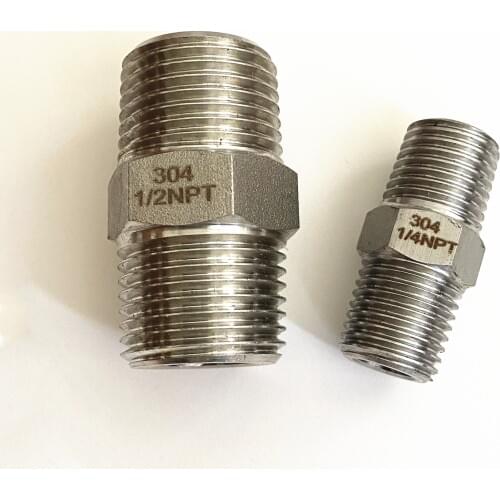 1/8" 1/4" 3/8" 1/2" 3/4" 1" NPT Male Thread 304 Stainless Steel Hex Nipple Pipe Fitting Connector Adapter