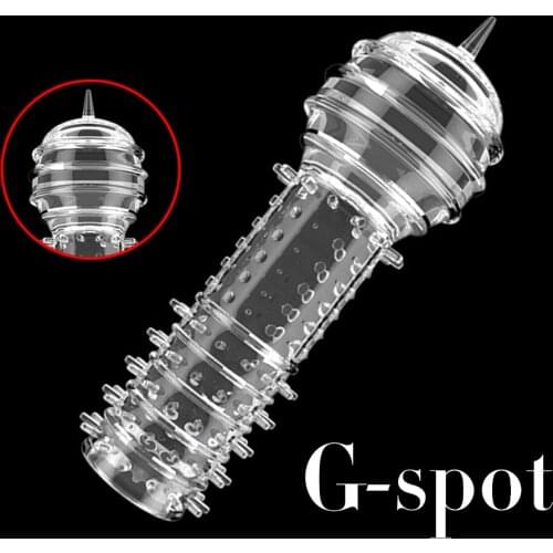 Penis Sleeve G-spot Stimulation Silicone Reusable Condom Particle Cock Rings Penis Extender Sex Toys for Men