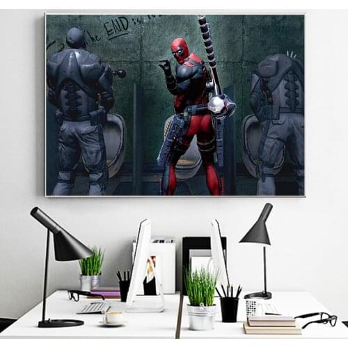 Funny Marvel Avengers Superhero Toilet Humor Posters and Prints Wall Art Picture Canvas Painting for Kids Gifts Room No Frame
