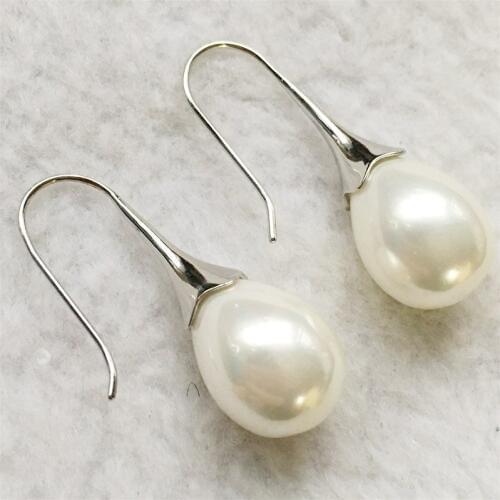 New 6 color natural Water droplets shape shell Tibetan silver earrings White red, dark blue gray pink black