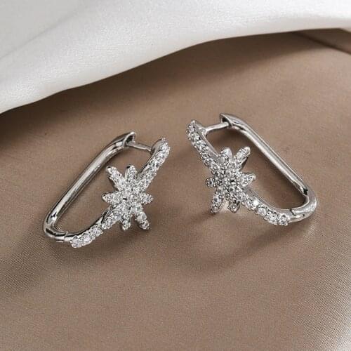 New star the same paragraph square star fashion earrings geometric cross earrings wild ear rings for women christmas gift