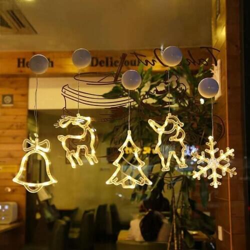 New Christmas Pendant Light Led Window Suction Cup Pendant Lamp Bells Elk Room Party Christmas Decoration Lights Fixtures