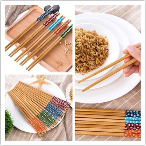 4 Pairs Reusable Chinese Classic wooden Chopsticks Traditional Vintage Handmade Natural Bamboo Chopsticks Sushi kitchen Tools
