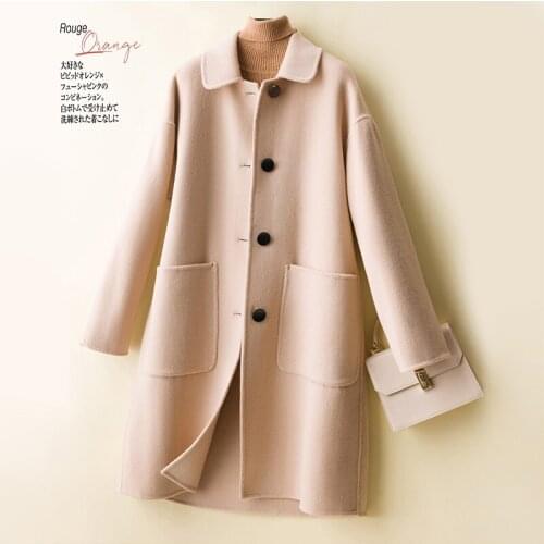 High Quality Women 100% Wool Coat Female Double-faced Woolen Jackets Autumn Winter Ladies Woman Clothes Abrigo Mujer WPY4024