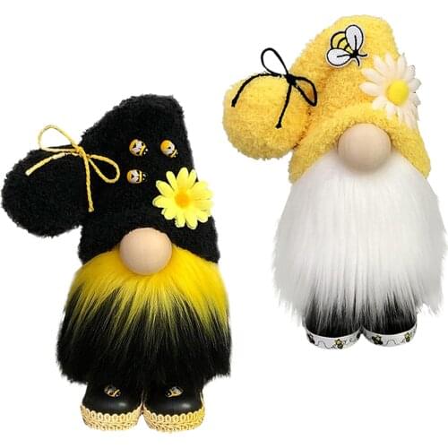 Sunflowers Gnome Bee Elf Plush Doll Faceless Nisse Swedish Dwarf Tomte Decorations Ornaments for Home Garden Decoration