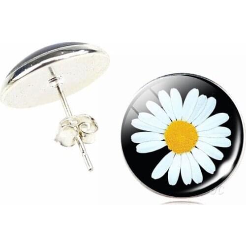 Womens Girl Cute Products Print Daisy Flower Ear Stud Ear Cute Flower Earring Jewelry Holiday Office Wear Party