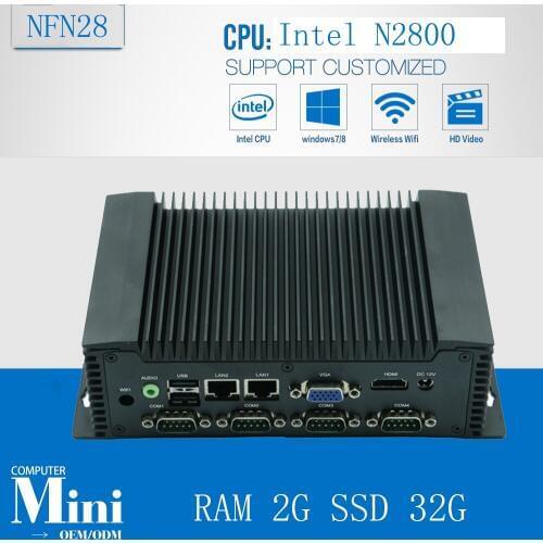 Industrial computer Atom N2800 1.86GHz Embedded Mini PC Box PC with RAM 2G SSD 32G Win/XP/2003/7/Linux System Barebone system