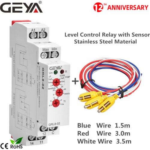 Free Shipping GEYA GRL8 Liquid Level Control Relay Electronic Liquid Level Controller 10A AC/DC24V-240V