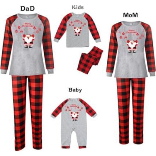 Christmas Family Matching Clothes Pajamas Set Long Sleeve Printing Clothes Mother Daughter Father Son Baby Romper Matching