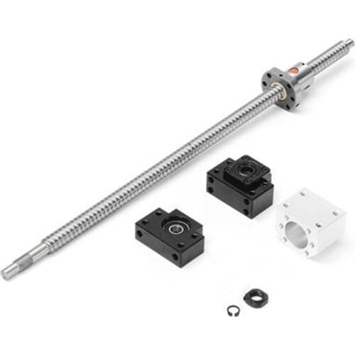SFU1605 400mm rolled screw C7 BK/BF12 end machined + 2 pcs SFU1605-4 metal ball nut + nut housing+BK/BF12 end support