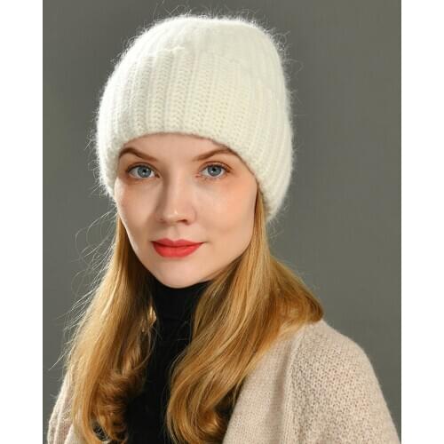Women Winter Hats Stretchy Casual Woman Bonnet Pure Color Hats For Girls Baggy Long Hats Ribbed Cashmere Knitted Brimless Beanie