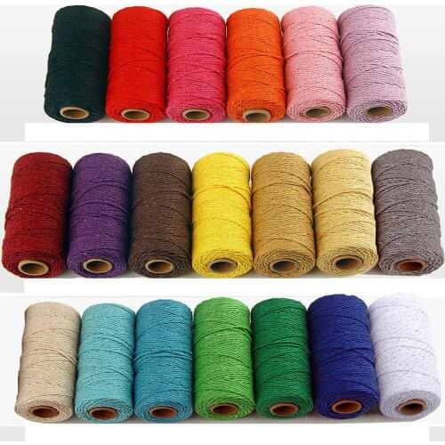 3mm 100% Cotton Macrame Cord Colorful Cord Handmade DIY Rope Twisted String Home Wedding decoration supply Film packaging 100m