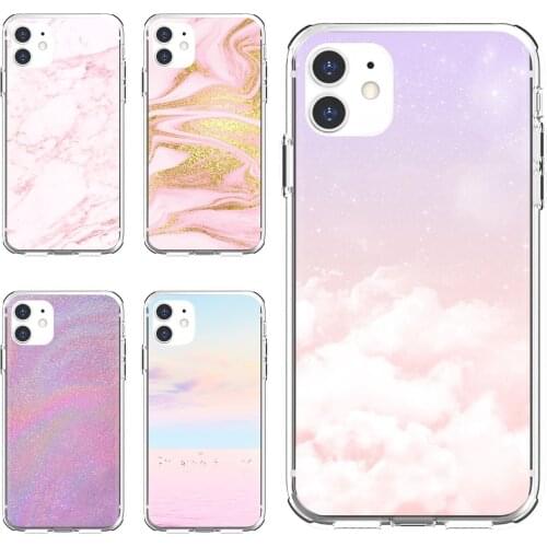 Silicone Phone Bag Case For Samsung Galaxy A12 A31 A41 A51 A71 A20e A21s M30 A10 A30 A40 A50 A60 A70 Pastel-Pink-Wallpaper