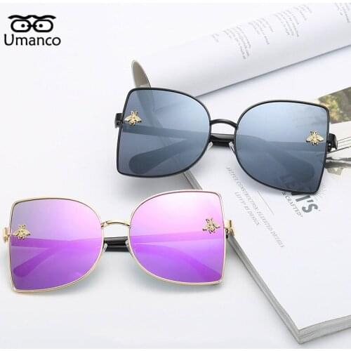 Umanco 2021 New Oversized Sunglasses Women Men Vintage Fashion Gold Bee Sun Glasses Male Female Metal Big Frame Shades Eyewear