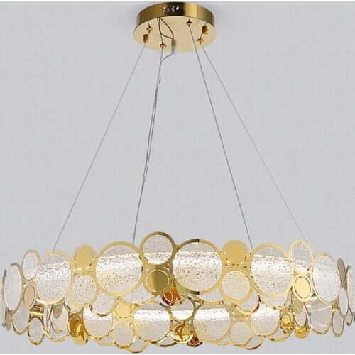 Modern glass chandelier LED living room decoration AC110V 220v round ceiling bedroom lights luxury restaraunt lamp