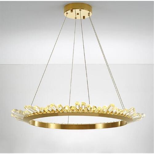 Modern Luxurious Crystal Crown Led Pendant Light for Foyer Dining Room Bedroom Round Suspension Lamp 50/60/80/100cm 2338