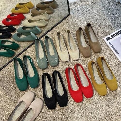 Stretch Knit Fabric Shoes Spring New Women Flat Heel Anti Skid Ballet Flats Shoes Slip On Breathable Loafer Female
