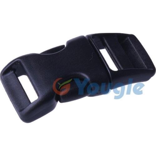 YOUGLE 10 pieces 3/4'' Webbing Paracord Bracelet PLASTIC BUCKLE Side Released Black/Khaki