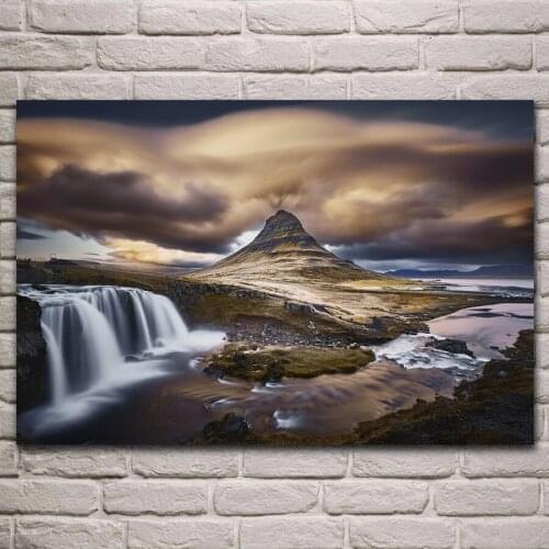 Sunset nature water landscape sky gold cloud living room home decor wall art print wood frame fabric posters KJ984
