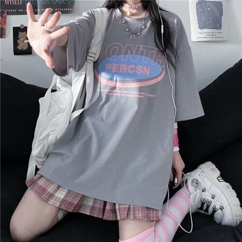 2021 summer new T-shirt female student Korean version loose bf lazy style wild ins retro top