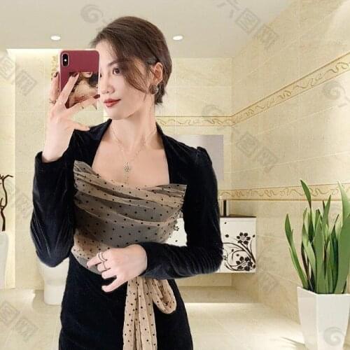 Women Dresses Dress 2021 Spring And Autumn High Waist Square Collar Stitching Vestido De Mujer