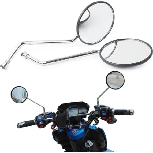 1 Pair Motorcycle Rear View Mirror Rearview Side Round Mirrors Universal 10mm mount End For Yamaha