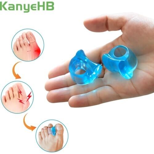 2pcs Blue Soft Silicone Gel Toe Separator Hallux Valgus Bunion Spacers Overlapping Toes Thumb Corrector Foot Care Tool H075