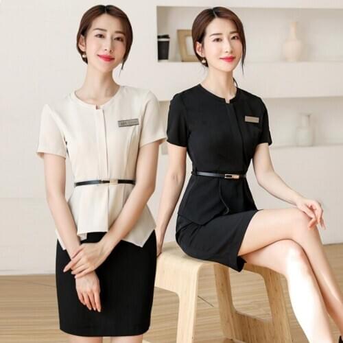 2020 Summer Spa Clothing WomenS Professional Suit Beautician Overalls Hotel Front Desk Uniforms Stewardess Uniforms AS196