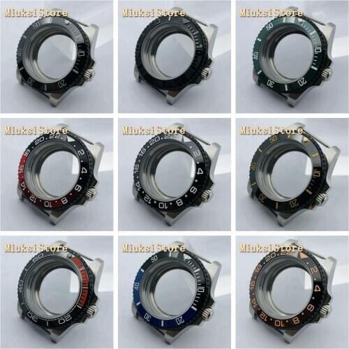 40mm sterile silver black case ceramics bezel sapphire glass fit NH35 NH36 ETA 2836 Miyota 8205 8215 821A Mingzhu DG2813 3804