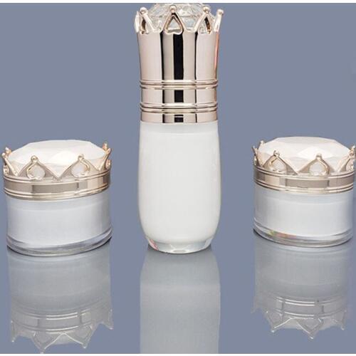 5g 10g Crown Acrylic Bottle for Cream Emulsion Essence Refillable Cosmetic Make up Packaging Jars 10pcs/lot P200