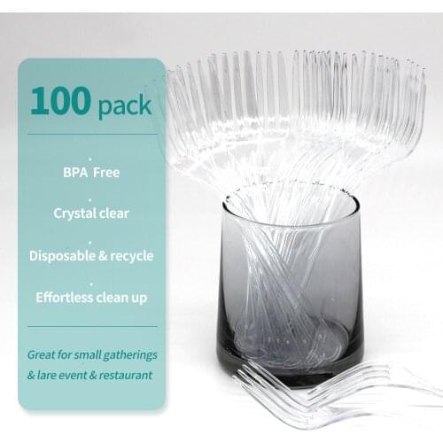 75/100/150/300pcs Plastic Cutlery Disposable Tableware Dinnerware Crystal Knife Fork Spoon for Party Household Supplies