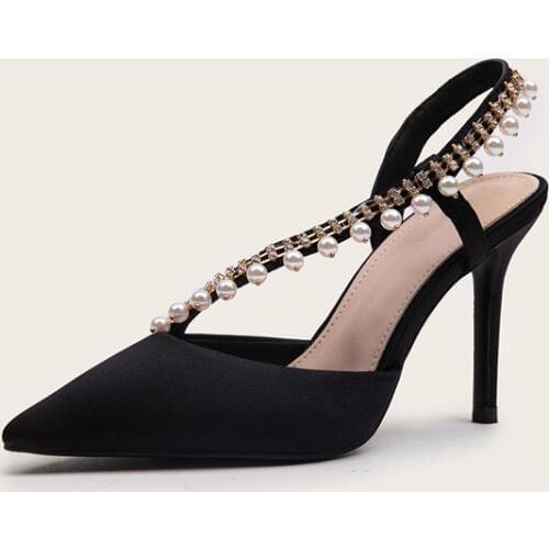 Sandals Stiletto Heels Slip-on Loafers Summer Womens Shallow Mouth Large Size Suit Female Beige High Sandals Elastic2020