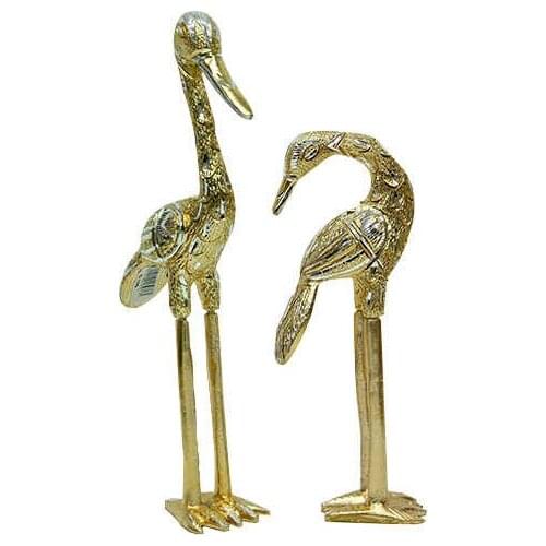 Trinket Flamingo Set of 2 Embroidered Brass Miniature Gift Ornament High Quality Durable Material Decorative Exquisite Handmade