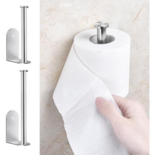 Stainless Steel Toilet Paper Holder, Kitchen Roll Tissue Stand Organizer - Silver