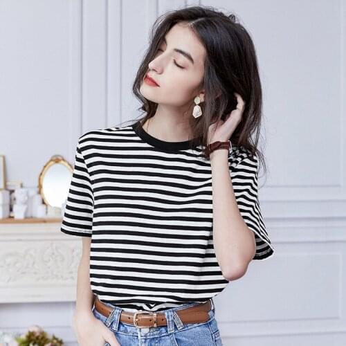Vaiaye French Laid-Back Casual Dress Summer 2021 Regular Striped Design Short Sleeves