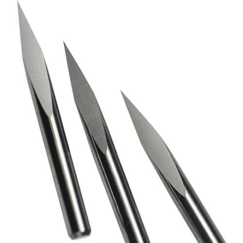 HUHAO 2pcs 6mm Dia., 45 Angle, 0.2mm Tip, 3 Edge Carbide Woodworking Tools, Engraving Bits for CNC Router Machine