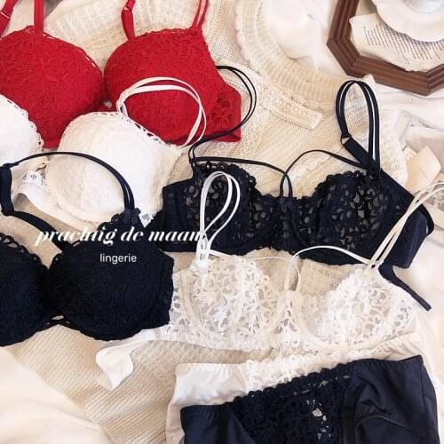 2 Styles Big Size Underwear Sets Ultrathin Embroidery Bra Set Thin Thicken Push Up Brassiere Panties Cross Sexy Women Lingerie