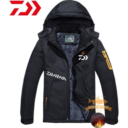 Daiwa Fishing Jacket Winter Waterproof Plus Velvet Thick Warm Jacket Men Outdoor Sport Skiing Mountaineering Fishing Clothing