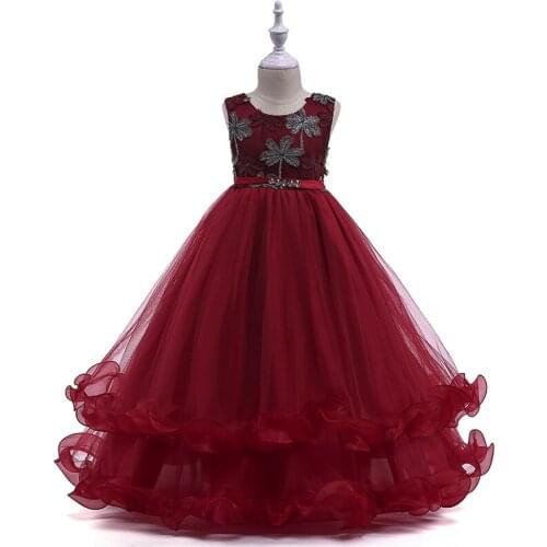 4-12YSummer Bride Kids Dresses For Girl Clothes Lace Flower Prom Dress Party Wedding Dress Children Girl Princess Dress Costume