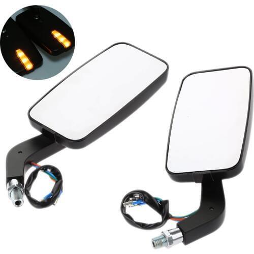 M10 M8 Motorcycle Rectangle 12LEDs Turn Signal Light Side Rear View Rearview Mirror For Honda Yamaha Ducati Suzuki Kawasaki