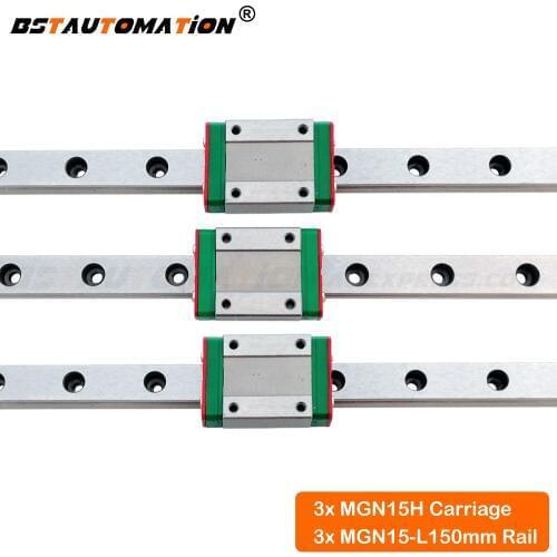 MGN15 Linear Guide 150mm Linear rail with MGN15H Carriage blocks for CNC parts