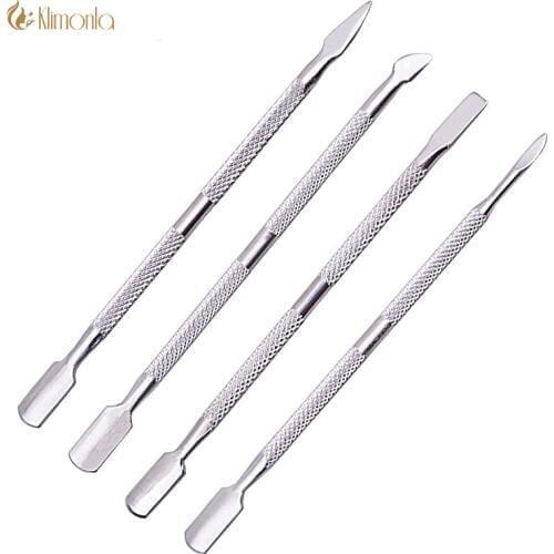 4pcs/lot Cuticle Pusher Steel Cuticle Remover Metal Double Sided nagelriem pusher set Nail Care Tools Dead Skin quita cuticula