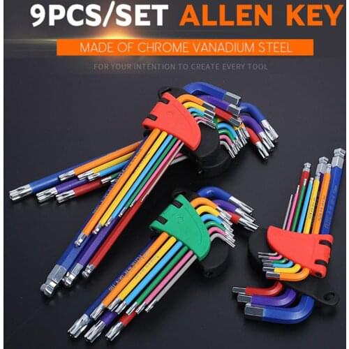 Allens Key Set Hex Wrench Screwdriver Set Chrome Vanadium Steel Multicolor Hexagon L-Shape Torx Hex Wrench Kit Hand Tool