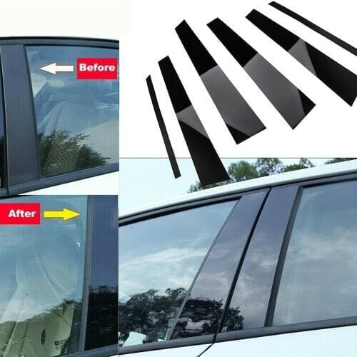 For BMW 3 Series E90 2005-2012 B-pillars Sticker 6PCS ABS Car Window B-Pillars Sticker Trim Protable High Quality