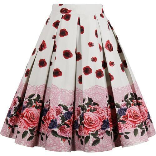 New Vintage Skirt Wop loose Woman Girls Print Retro Ball Gown Skirt Femininos Casual Sexy Swing Vestidos