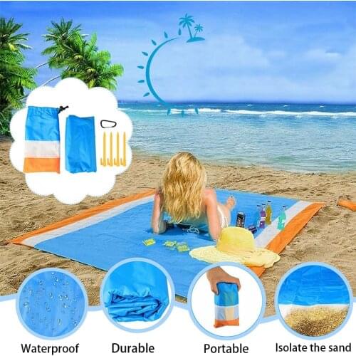 OLIVE 2021 New Waterproof Pocket Beach Blanket Color Matching For Picnic Camping And Travel Folding Portable Beach Mat 210x200cm